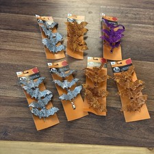 27 pc Bat Clip Halloween Decoration or Hair Accessories - Black Glitter Colors