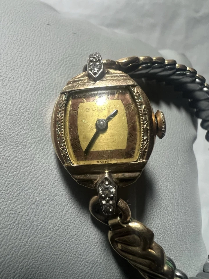 Bulova Antique 1930s, diamond,16mm,10K Rolled Gold,C162995, ladies Watch,works - Image 4 of 4