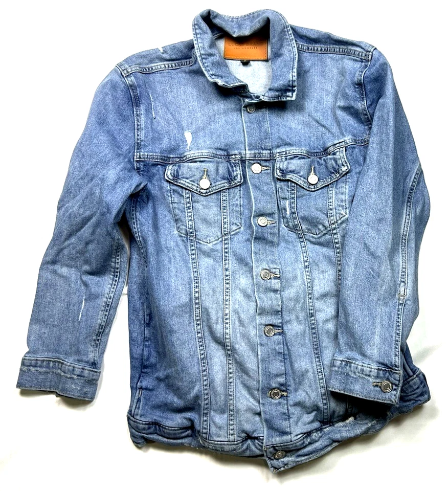 Chaqueta de Camionero Lucky Brand Distressed Para Hombre Denim Lavado Medio Medio Foto 2 de 4