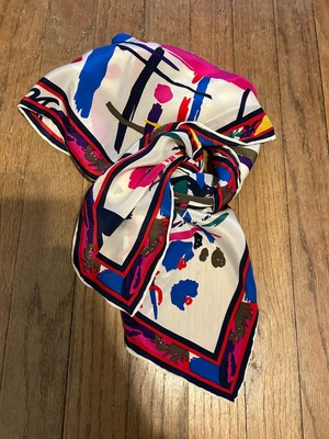 Casca For Magid 100% Silk Scarf Abstract Graffiti Colorful Vintage 32  Italy EUC