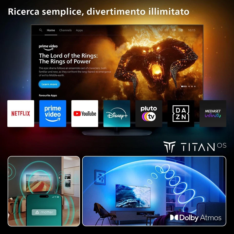 televisione Philips Ambilight 55PUS8200 4K LED Smart TV - Display 55’’ NUOVO - Immagine 3 di 4