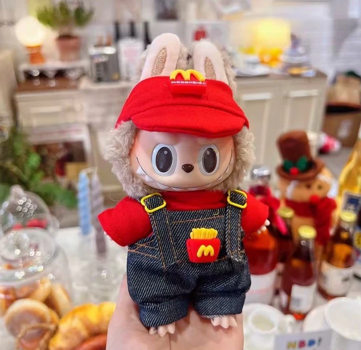 Labubu 17cm Fast Food Worker Style Dress Up Clothes Plush Monster No Doll