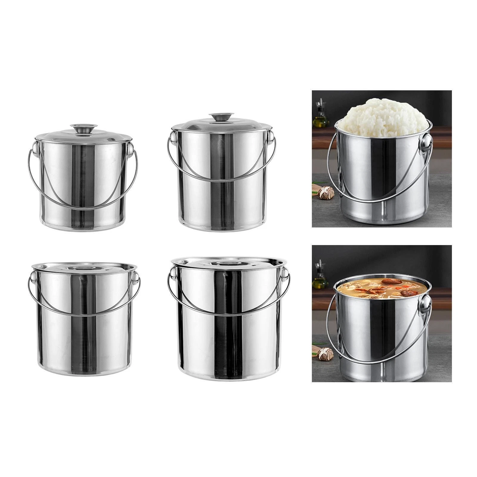 Stainless Steel Stockpot Carrying Pail Soup Pot for Family Kitchen Household
Opens in a new window o