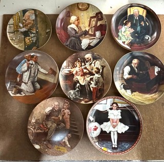 Lot of 8 Vintage 1980s Norman Rockwell Collector China Plates Most with COA