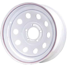 Premium Service 15x5 5 on 5 Modular Steel Trailer Wheel - White with Pin Stripes