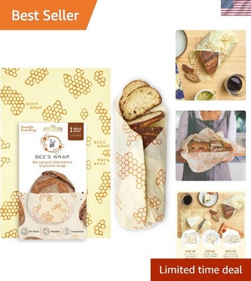 Natural Beeswax Wrap for Bread - Large 17'' x 23'', Eco-Friendly Honeycomb Design