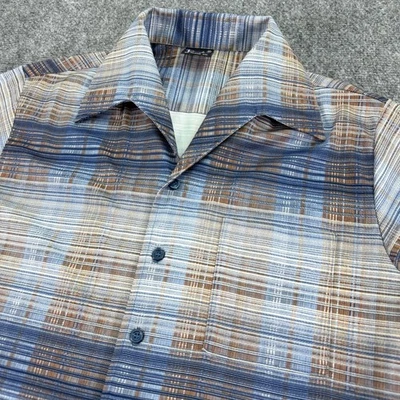 Vintage 70s Joel California Shirt Mens Medium Plaid Button Up Short Sleeve Disco - Image 1 of 4