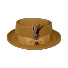 Mens Bruno Capelo Dress Hat Australian Wool Crushable Pork Pie Jazz PP103 Camel