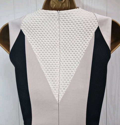Vestido Karen Millen Beige Nudo Cuello Negro Ilusión Movible Lápiz Ocasión Reino Unido 10 - Imagen 10 de 16