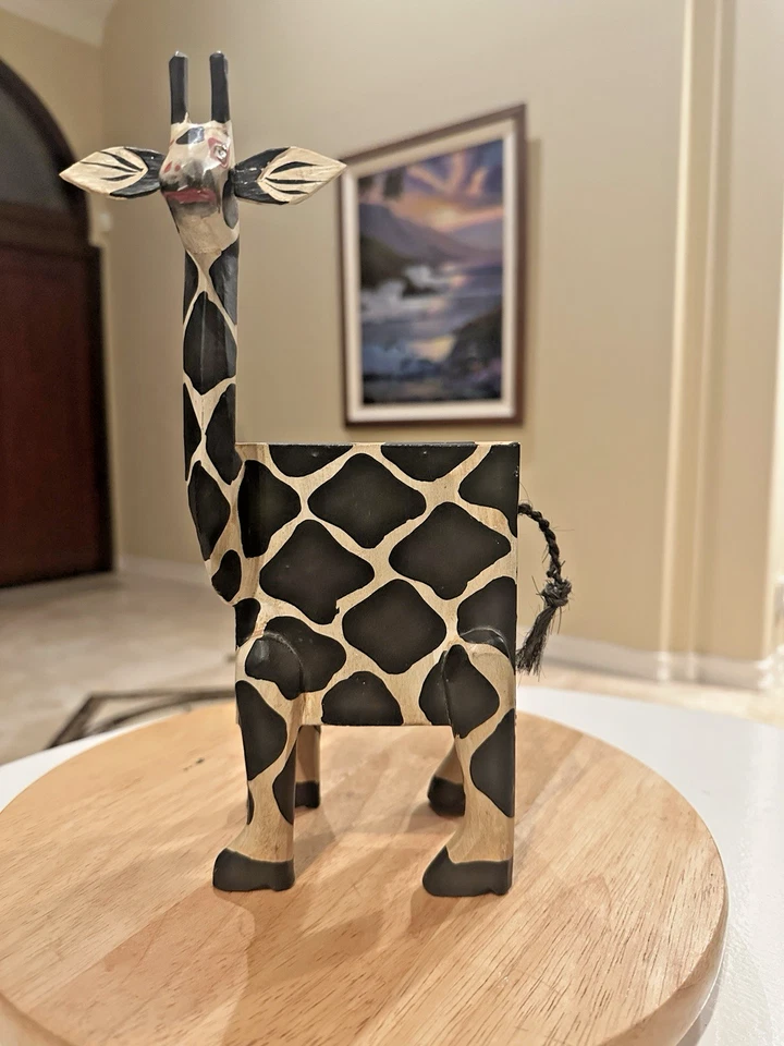 Primitive Folk Art Whimsical Wood Giraffe Coin Bank 11"H x 5"L x 4"W - Image 2 of 4