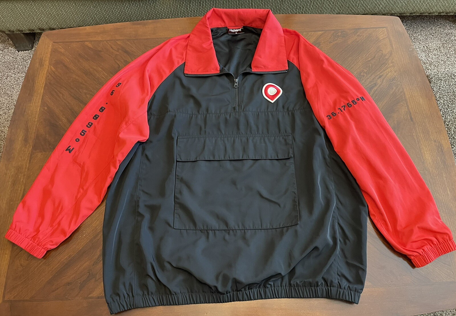 Men’s Pullover Jacket Red Black Windbreaker 1/4 Z… - image 3