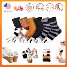 Women Cat Claws Soft Fluffy Cozy Bed Socks Casual Winter Warm Christmas Gift