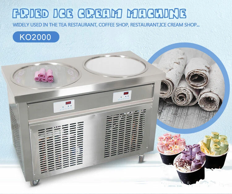 VEVOR Commercial Silver Ice Cream Roll Maker 1800 Watt Stainless Steel Yogurt Cream Machine with Double Pans for Cafes