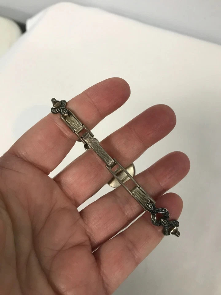 RELOJ VINTAGE JUDITH JACK PLATA ESTERLINA con MARCASITA ESLABÓN GIRATORIO ~ ¡FUNCIONA! Foto 4 de 4