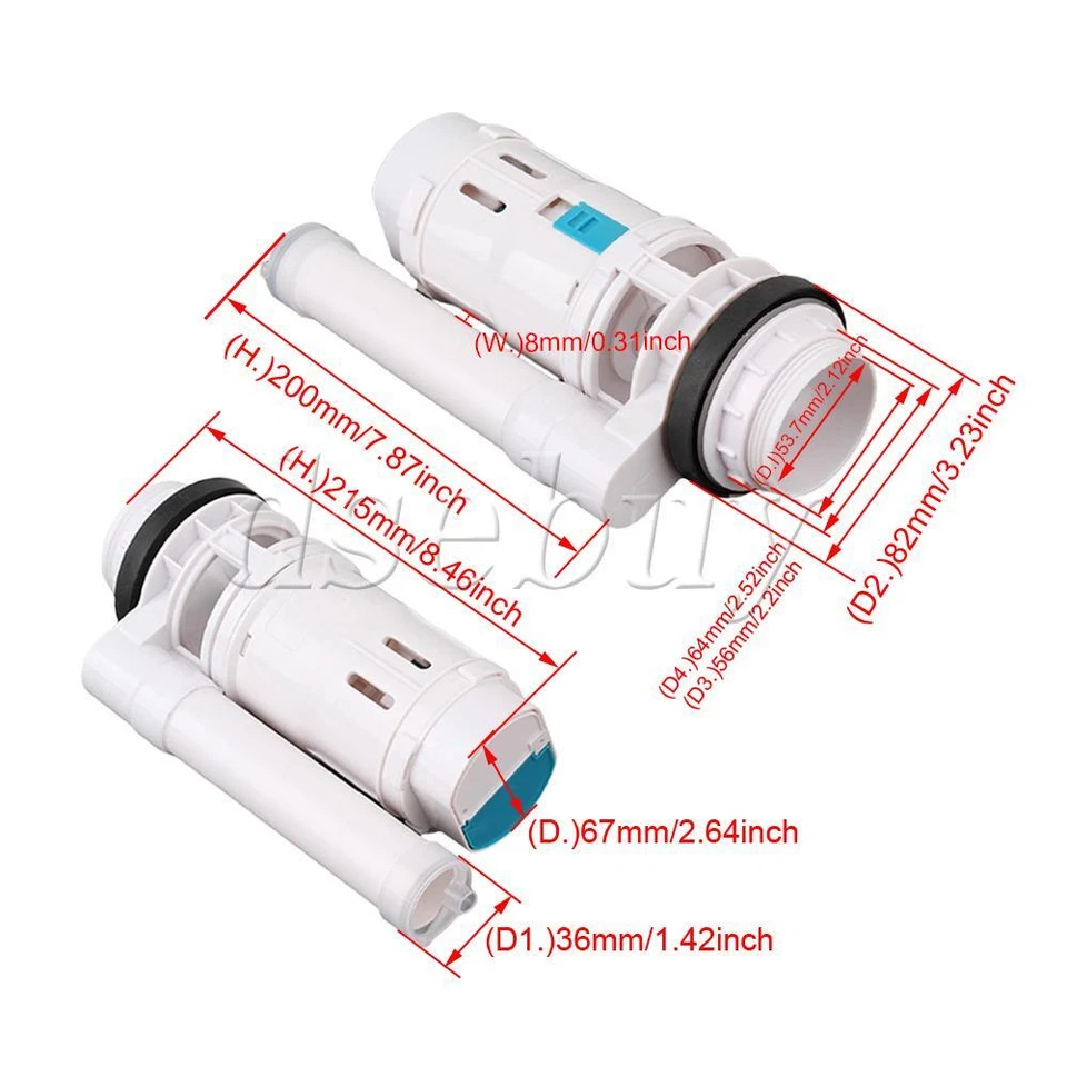 Toilet Cistern Dual Flush Fill Drain Valve Replacement 18cm Height - Image 3 of 4