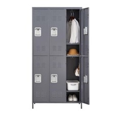 72"H Metal Lockers 6 Door Steel Storage Cabinet Employee Home School Gym Hotel