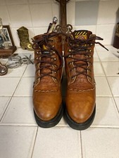 Justin Aged Bark LACE UP LEATHER Ropers Work Boots 7 B STYLE L 370 MADE IN USA