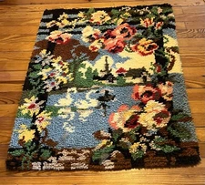 Vtg Shillcraft Latch Hook Rug Wall Art 28x35 Summer Season Complete