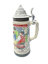 Vintage GERZ West Germany Beer Stein 3D Scene Frohbeim Bier Dad Lieben Wir