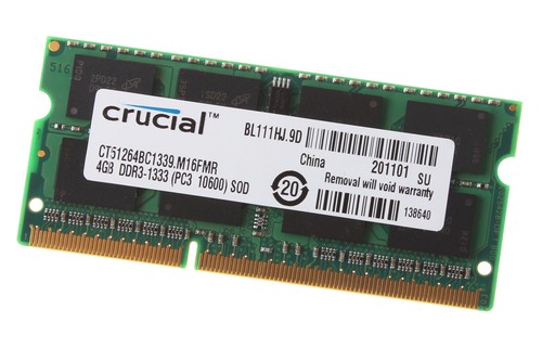 Crucial 16GB RAM 4X 4GB 2RX8 PC3-10600S DDR3 1333Mhz 204Pin SODIMM Laptop Memory - Picture 6 of 6