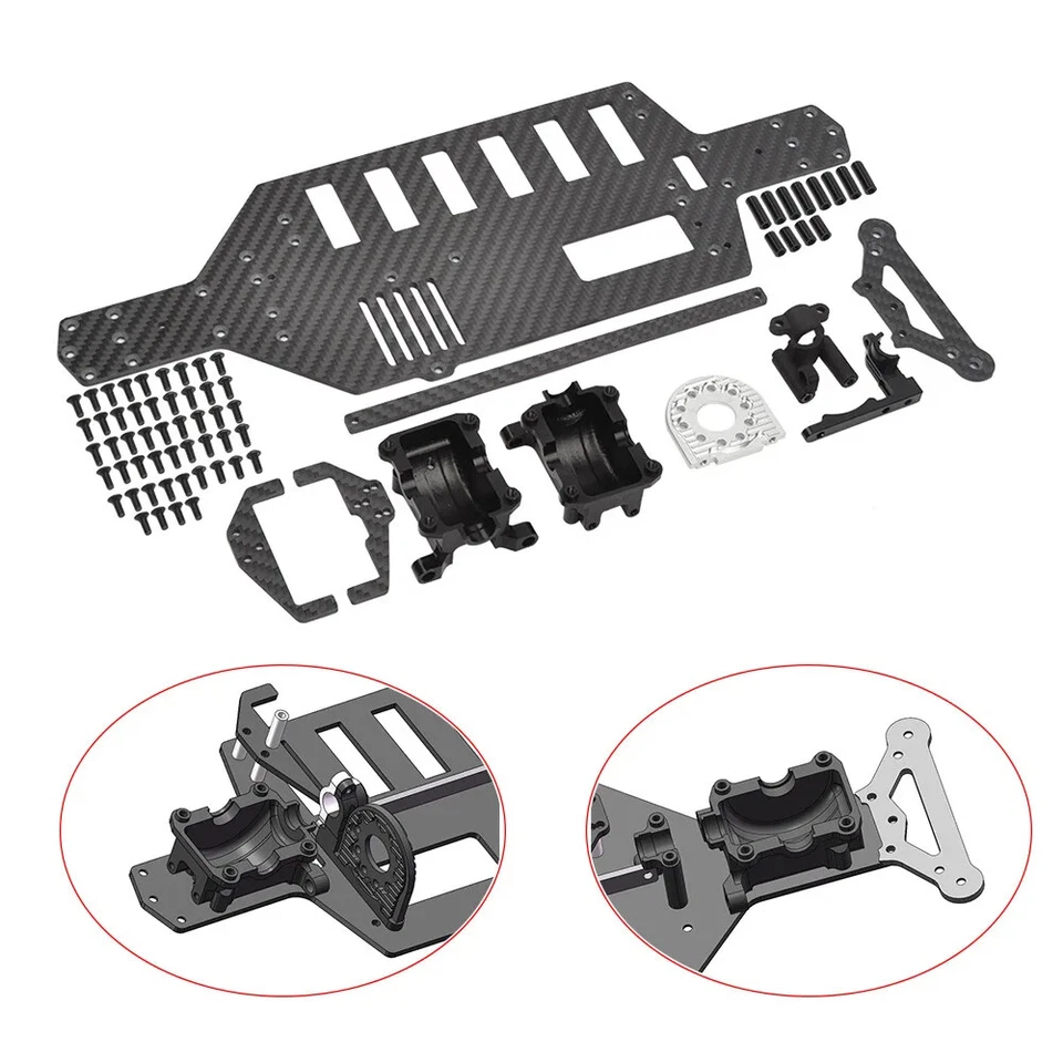 1/10 RC on Road Car Carbon Fiber Unterdeck Chassis Kit Für Tamiya TT-02 Set - Bild 3 von 4