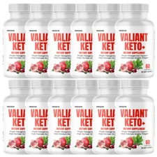 Valiant Keto Natural Formula Supplement for Energy & Wellness, 12 Bottles