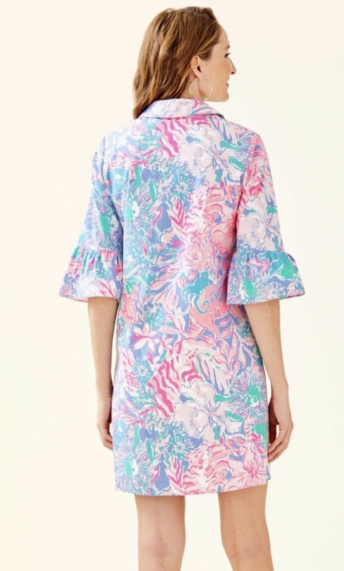 NWT Lilly Pulitzer Ginger Stretch Blue Peri Viva La Lilly Shift Dress Size 2 image 2
