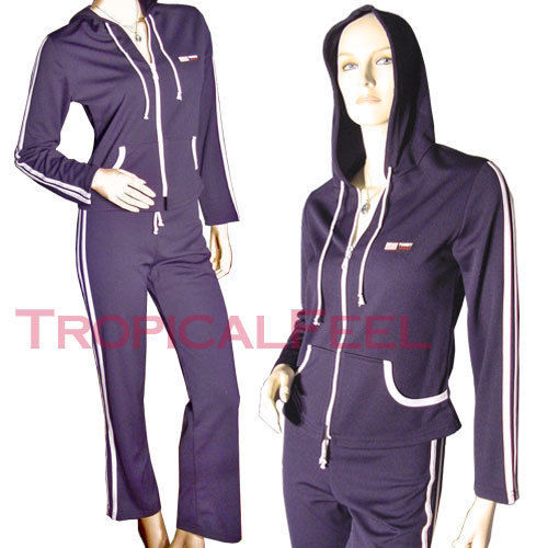 New Y2K Tommy Sport Tracksuit Track Jacket Hoodie Track Pants Made USA Navy Blue - Picture 1 of 4