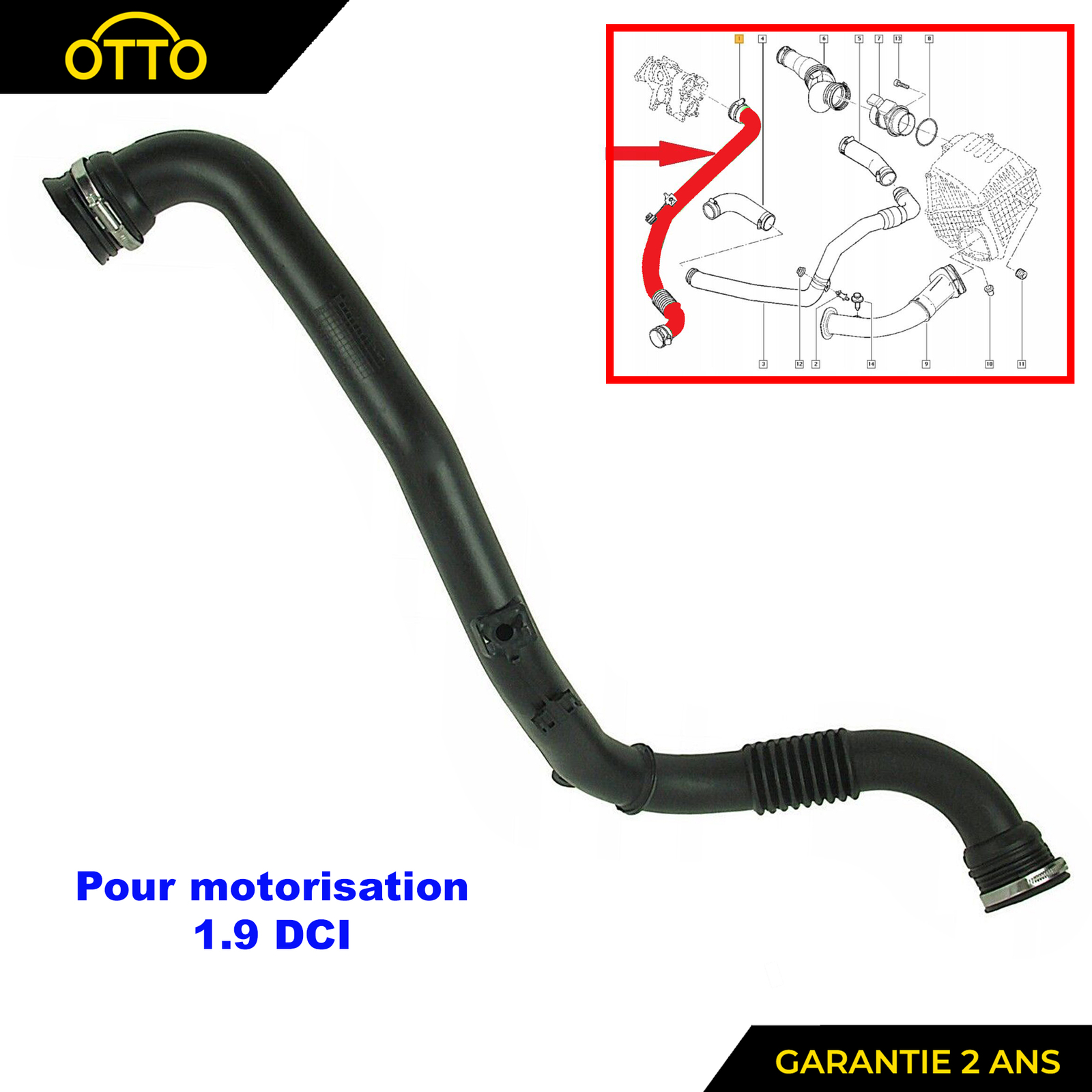 Durite Turbo Gaine Suralimentation Renault Laguna II 1.9 dCi 8200488871 Caoutchouc Renforcé