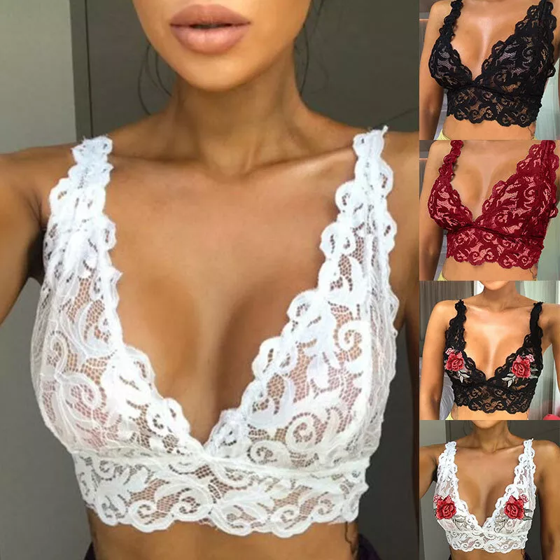 Women Lace Floral Bralette Bralet Bra Bustier Vest Crop Top Cami