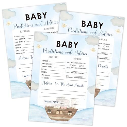 Noah's Ark Baby Predictions and Advice Cards, Baby Shower Game, Pack of 30 Ga...