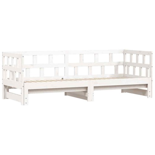 NNEVL Daybed with Trundle White 90x190 cm Solid Wood Pine - Picture 5 of 10