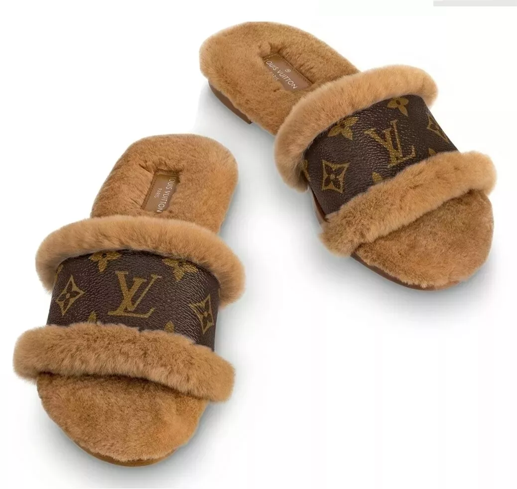 vuitton fur slippers