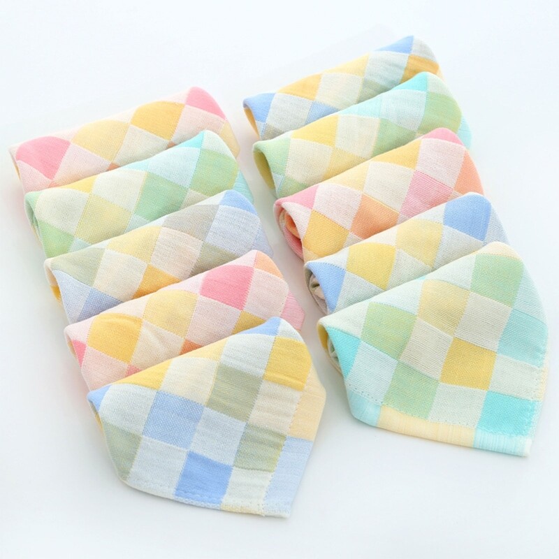Baby Bib Wash Face Cloth Bath Towel Wipes Handkerchief Square Dot
