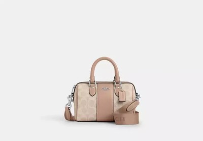 COACH Mini Rowan Crossbody Signature Canvas Stripe Sand/Taupe CW331 Outlet NEU