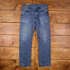 Levis 501 Jeans 34x34 Blue Regular Straight Medium Stonewash Button Fly Denim
