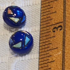 Lot of 3 Blue Glass Toy Marbles Cat's Eye Style Triangle Pattern Machine Made