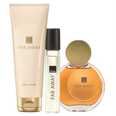 Avon Far Away Geschenkset 3 Teile Parfüm + Deoroller + Körperlotion