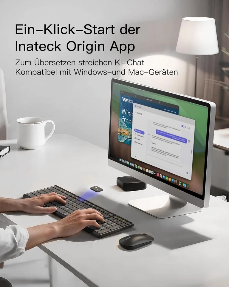 Inateck Faltbare Tastatur Kabellos,mit Ziffernblock 3 Kanälen,AI-Key,mit Ständer - Bild 4 von 4