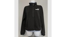 PUMA Black Track Suit Jacket Women's Size M Power Logo Jogger Top Pullover Zip