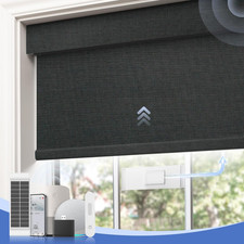 Smart Motorized Blackout Blinds with Remote  Solar Panel, Cordless 35x72 Black