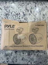 Pyle Marine Controller, 2x 3.5’’ Bluetooth LED Chrome Speakers w/ Remote Black