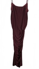Windsor Women's Elegant Burgundy Ruched Formal Maxi Dress With Slit