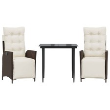 Patio Dining Set with Cushions Outdoor Furniture Brown Poly Rattan vidaXL