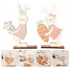 2 pezzi di oggetti artistici in legno per la casa fai da te di coniglio