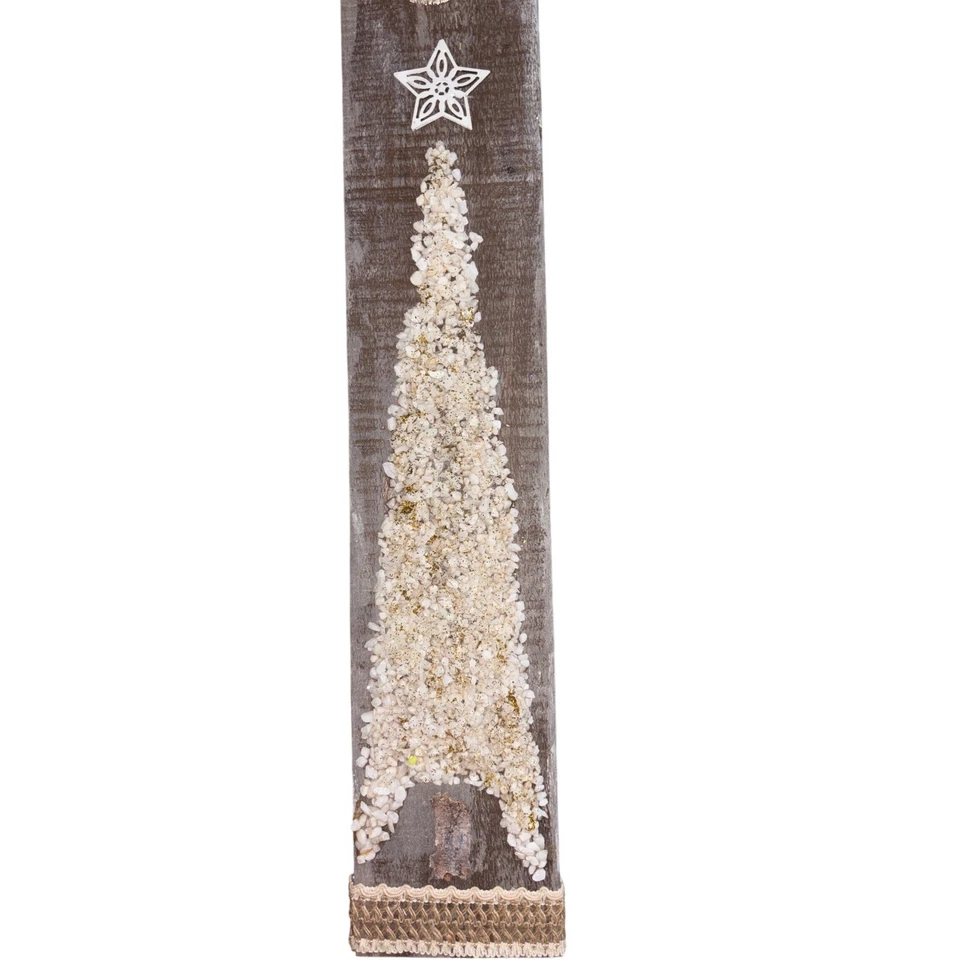 Árbol de Navidad de madera rústico decoración de pared brillo estrella corona acento navideño Foto 3 de 4