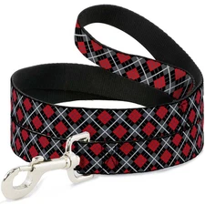 Dog Leash Argyle Black/Gray/Red