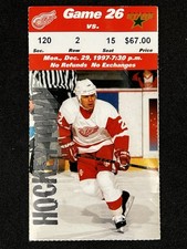 12-29-1997 Dallas Stars @ Detroit Red Wings NHL Hockey Ticket
