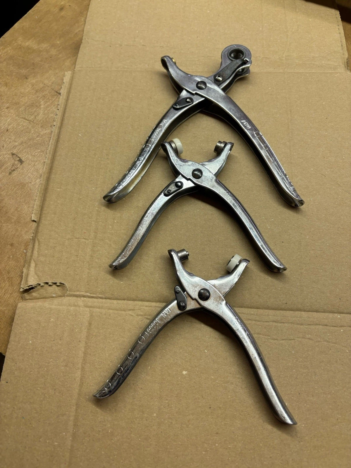 3 X VINTAGE, EYELET TOOLS, ADW Numbers 38060 & 38080,
