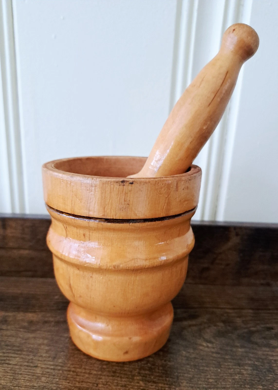 Vintage Wood Turned ITALY Mortar & Pestle